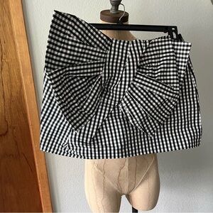 MARC by MARC JACOBS sz 6 GINGHAM BLACK White Giant BOW MINI SKIRT